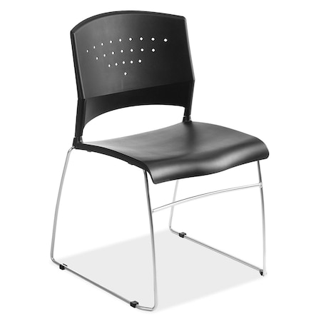 Officesource Tower Collection Stackable Side Chair with Chrome Frame SC1400BK